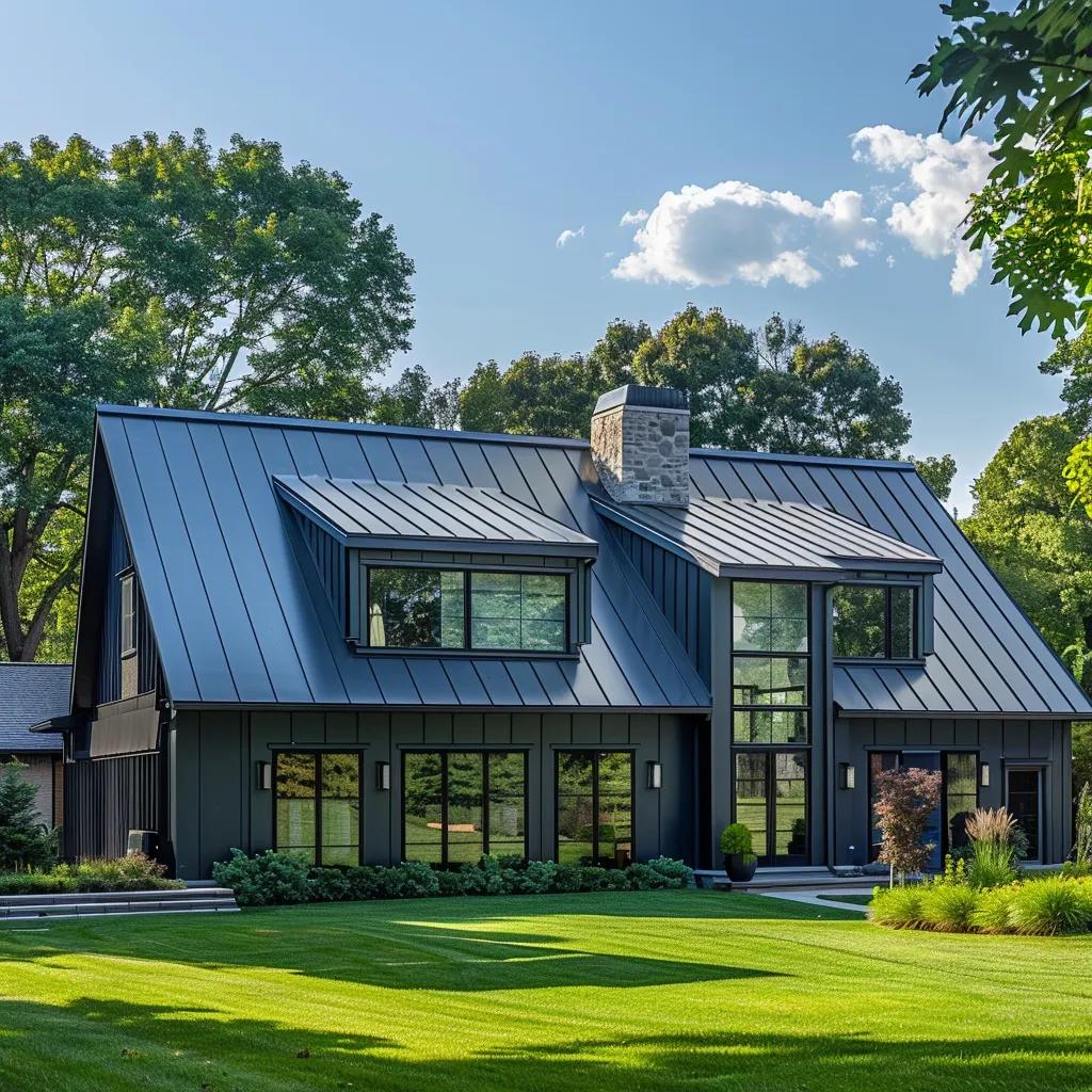 Modern metal roofing on a suburban home in Fort Wayne, highlighting durability and aesthetic appeal